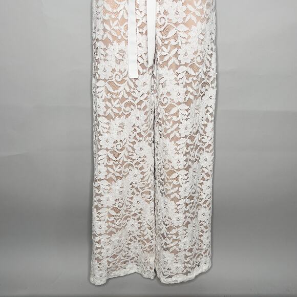 Alexis S Womens Rene Lace Wide Leg Jumpsuit Halter Lined Rose Detail - Picture 6 of 13